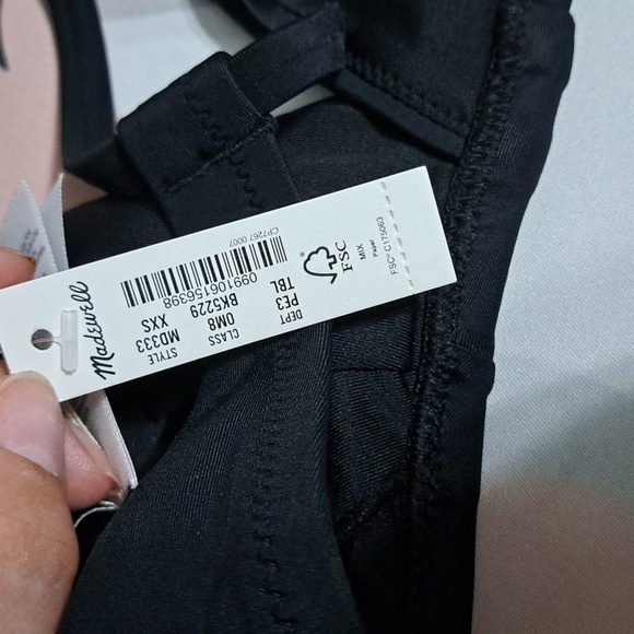 NWT MADEWELL SECOND WAVE BIKINI TOP IN BLACK - Picture 4 of 6